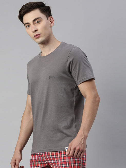 Grey Solid Crew Neck T-Shirt